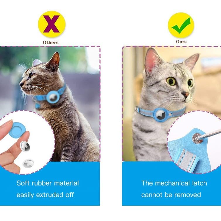 Cat Collar with AirTag Holder – Reflective Adjustable Pet Collar with Bell & Breakaway Buckle, Compatible with Apple AirTag, Safe for Cats & Kittens
