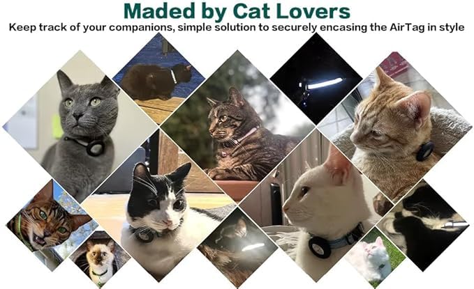 Cat Collar with AirTag Holder – Reflective Adjustable Pet Collar with Bell & Breakaway Buckle, Compatible with Apple AirTag, Safe for Cats & Kittens
