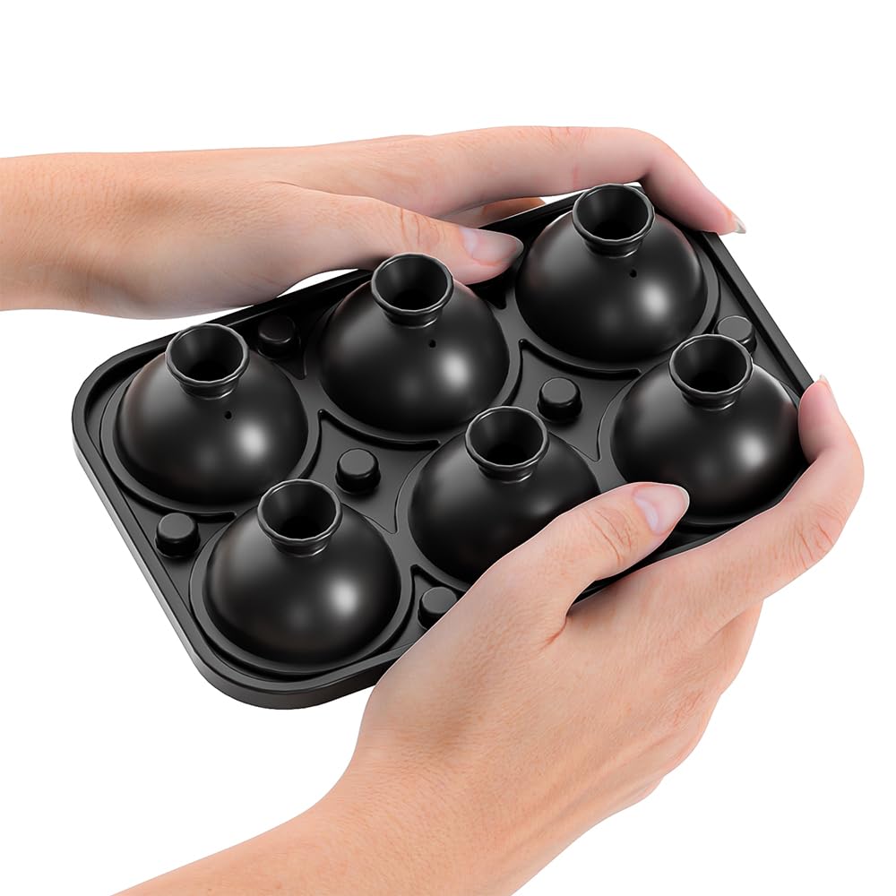 Sphere Ice Cube Tray – 6 Cubes Diamond Pattern Silicone Mold, Easy Release, Reusable Round Ice Ball Maker for Whiskey, Cocktails & Drinks